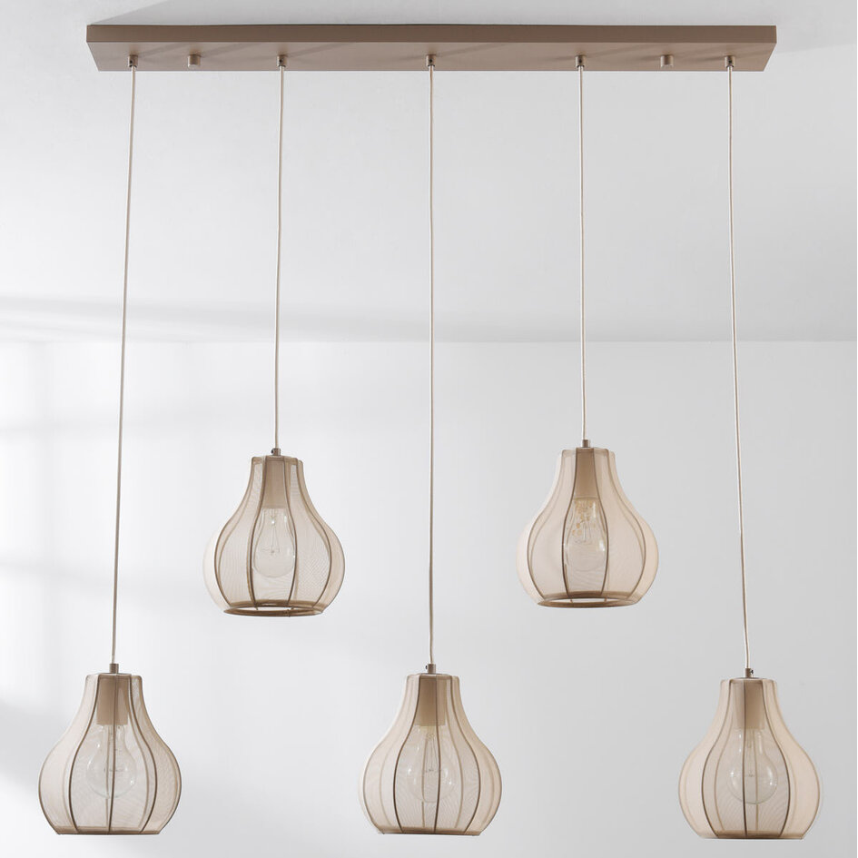 Pendel Senji, japandi med fem hørskærme - sandfarvet