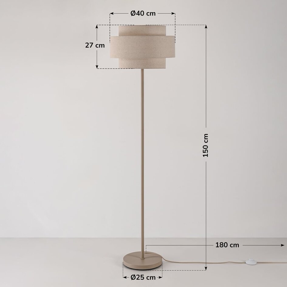 Gulvlampe Corry med linnedskærm - sandbeige