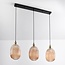 Pendel Erin, 3 lyskilder i rillet amber glas