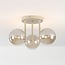 Loftlampe Elora med 3 cognac glaskugler - beige