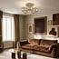 Loftlampe Amora med 5 cognac glaskugler - beige