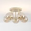 Loftlampe Amora med 5 cognac glaskugler - beige