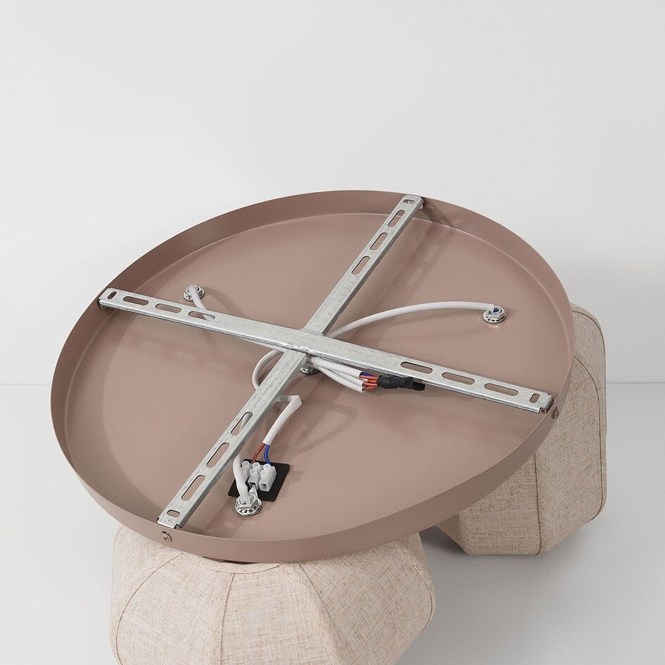 Loftlampe Florina med 3 beige hørskærme - gråbrun