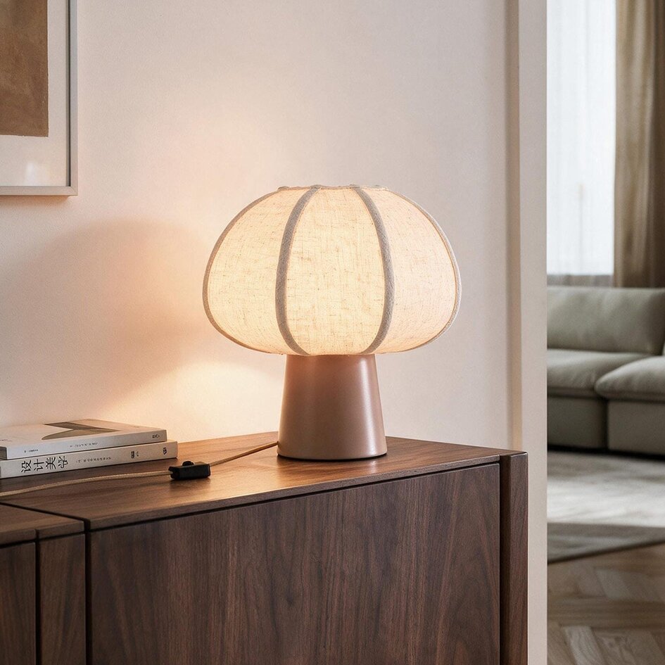 Bordlampe Myrna med linnedskærm - gråbrun