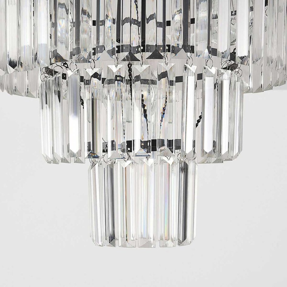 Loftlampe Cristel med 4 lyskilder og transparente glaskrystaller