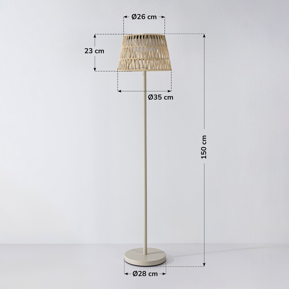 Solcelledreven gulvlampe Ciara med 3-trins dæmpbar LED - beige