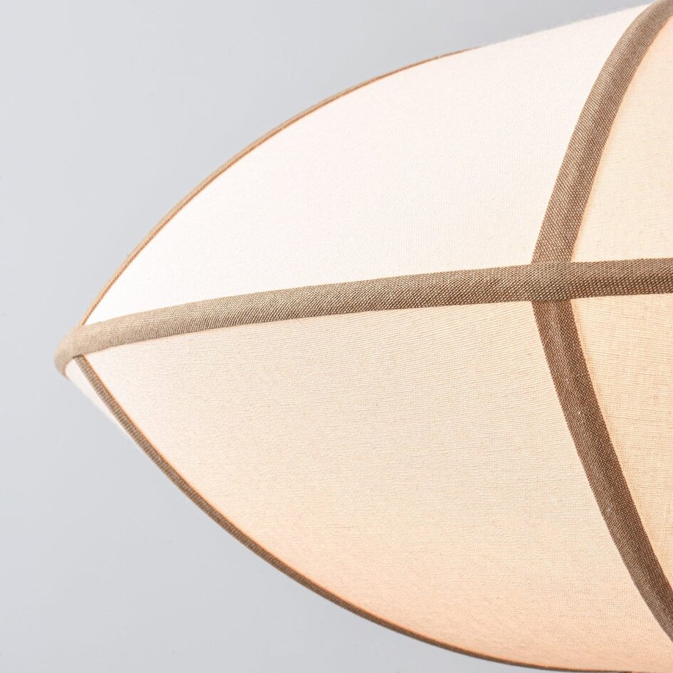 Pendel Ovala Ø60 cm - beige skærm i linned med brune detaljer