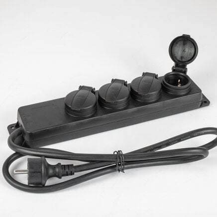 Udendørs stikdåse - IP44 / 1,5 - 10 m ledning / 3 x 1,5 mm² / sort