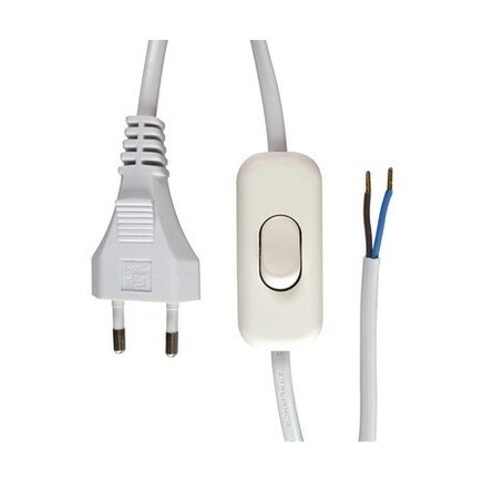 Ledning med eurostik og afbryder, 2 meter, 2x0,75mm