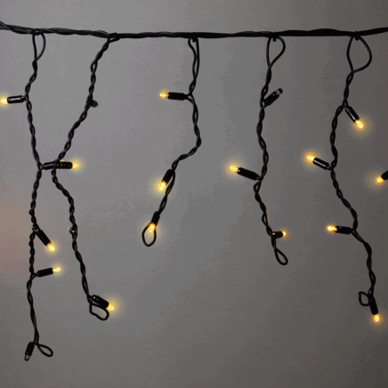 Lyskæde med istapper og sammenkobling | fra 3 meter | 114 LED'er | varm hvid med blink | gummi