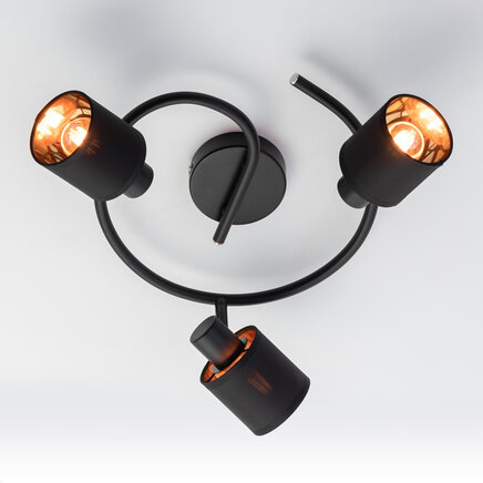 Loftlampe Flynn med 3 justerbare spots - sort