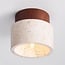 Loftlampe Khada af travertin (natursten) og træ Ø12 cm (mindre end den ser ud til)