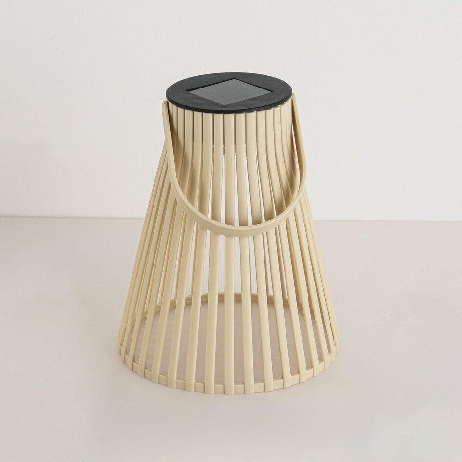 Design solcelle bordlampe Rayor - beige med integreret LED