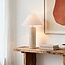 Japandi bordlampe Table med travertinlook og hørskærm