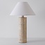 Japandi bordlampe Table med travertinlook og hørskærm