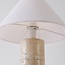 Japandi bordlampe Table med travertinlook og hørskærm