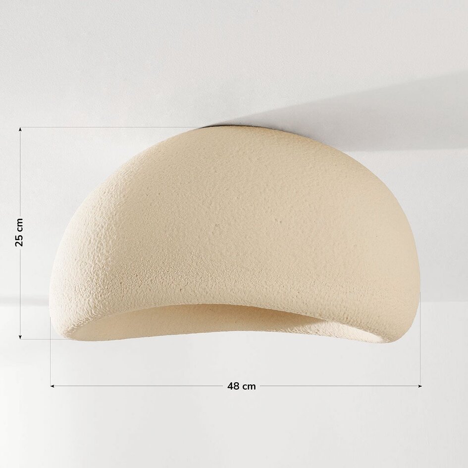 Wabi Sabi loftlampe Stone Craft med stenlook 48 x 38 cm - sandbeige