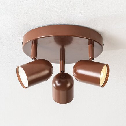 Loftlampe Caro med 3 lyskilder i brun og justerbare spots