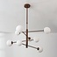 Loftlampe Oito med 8 lyskilder - justerbart armatur i brun med mælkehvidt glas