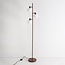 Gulvlampe Jesse, 3 lyskilder med mælkehvidt glas - brun