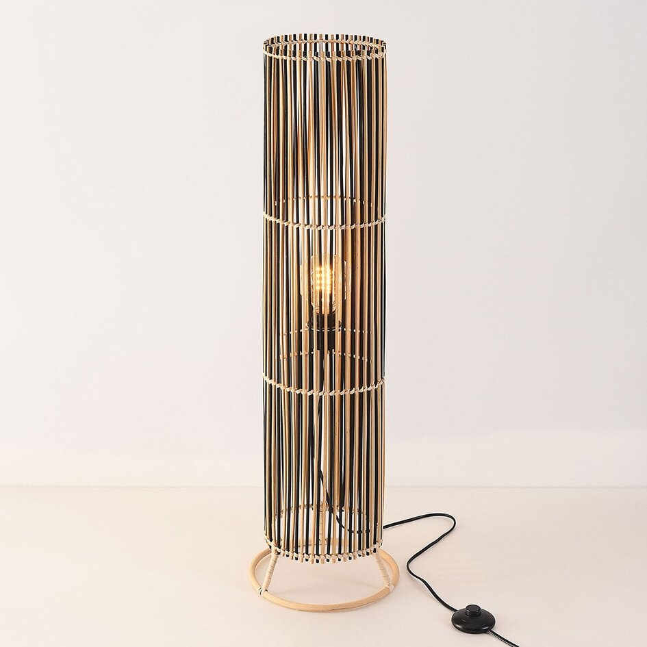 Gulvlampe Lori af bambus - sort og natur