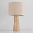 Bordlampe Verla med hørskærm og travertinlook
