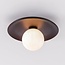 Loftlampe Ruvo - mørkebrunt træ med mælkehvidt glas