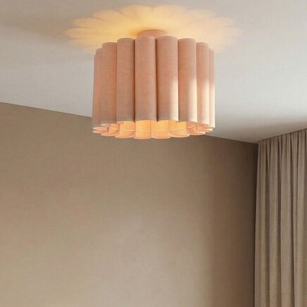Loftlampe Celie - Skærm i beige linned med bløde former