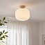 Loftlampe Ilyana - mælkehvidt glas med riller, beige