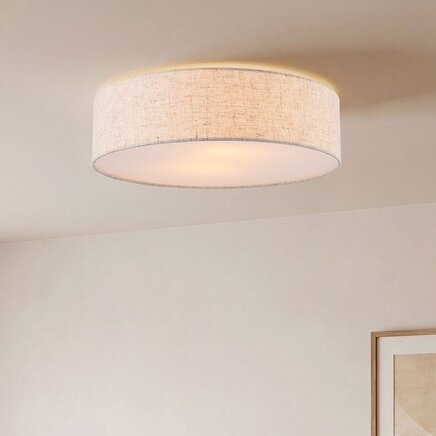 Loftlampe Avani - skærm i linned med diffusor