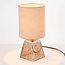 Bordlampe Irsa med linnedskærm og amber glas