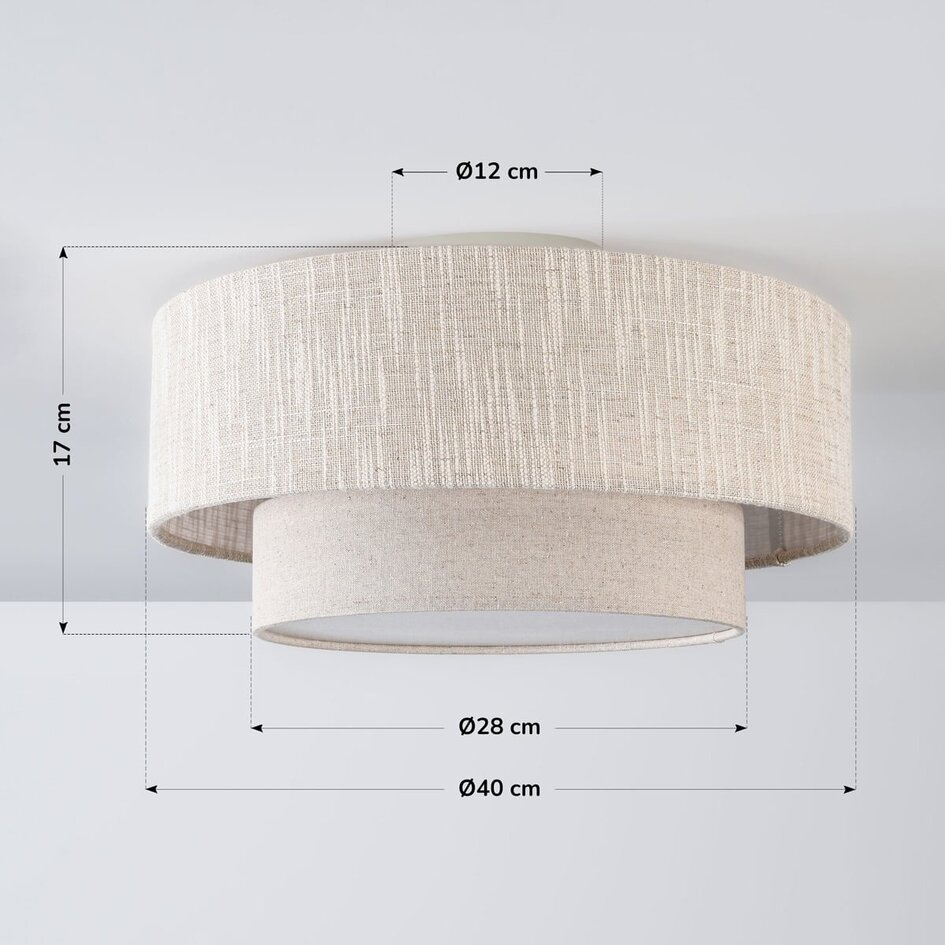 Loftlampe Tango med lagdelt stofskærm