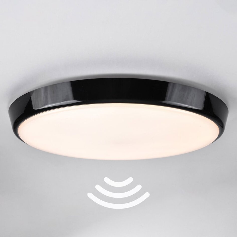 Plafond i sort Ø35,2 cm med sensor og justerbar farvetemperatur