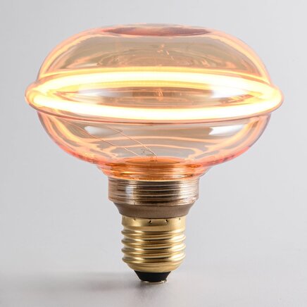 Dæmpbar E27 UFO LED-pære i amber med ringfilament, 4W, 10 cm