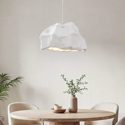 Wabi Sabi pendel med hvidt stenlook - Nami, Ø52 cm