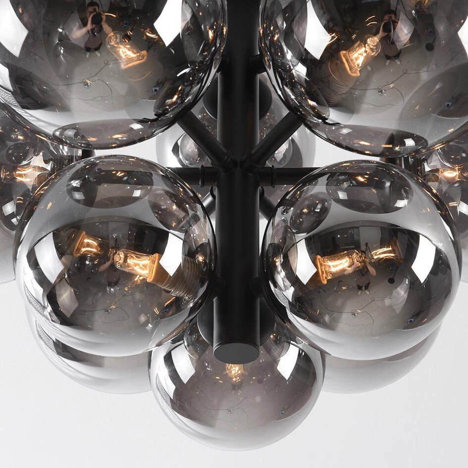 Loftlampe Decora med 12 lyskilder - røgfarvet glas