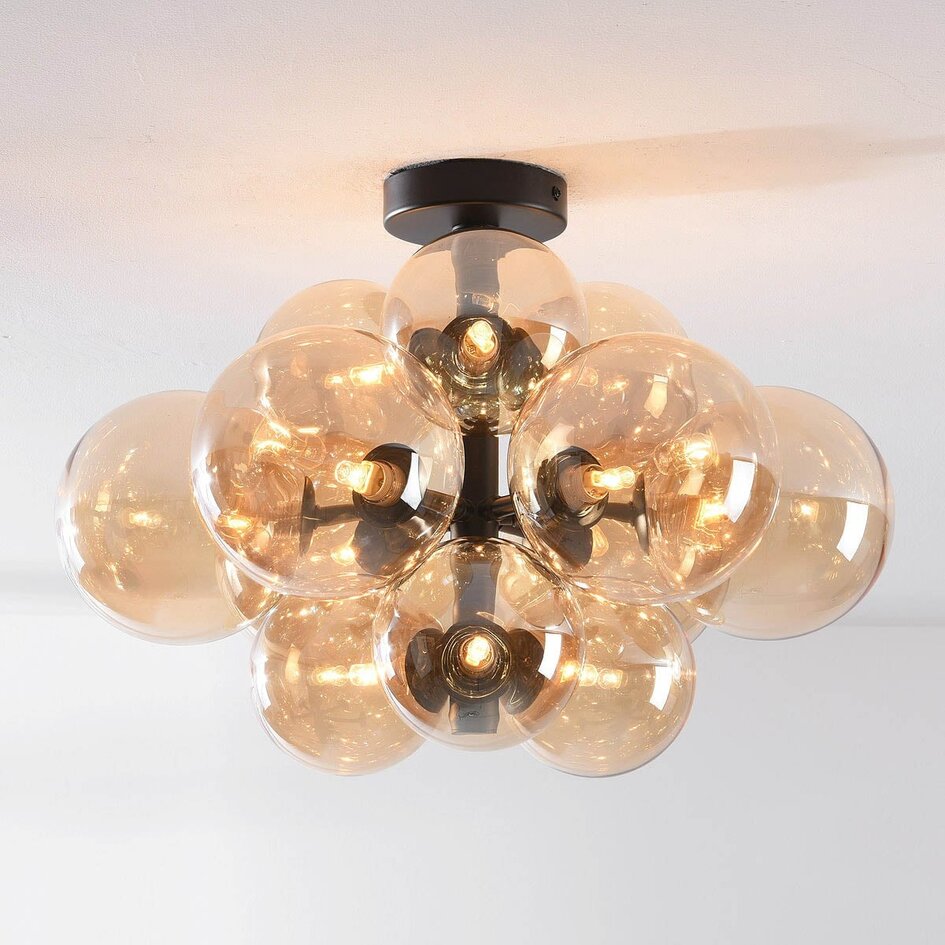 Loftlampe Decora med 12 lyskilder - amber glas