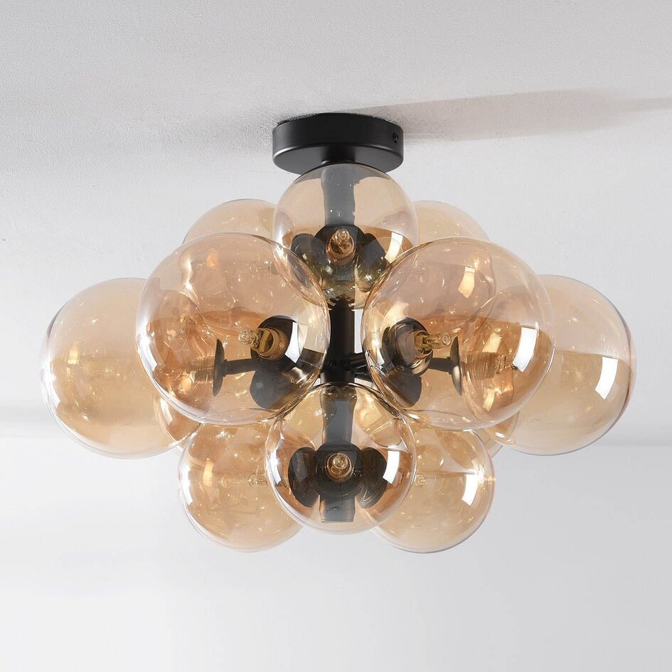 Loftlampe Decora med 12 lyskilder - amber glas