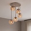 Loftlampe Carato med 5 ravfarvede glaskugler - beige