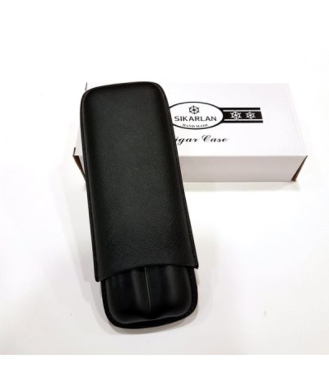 Rinder Leder Zigarrenetui Tortuna schwarz