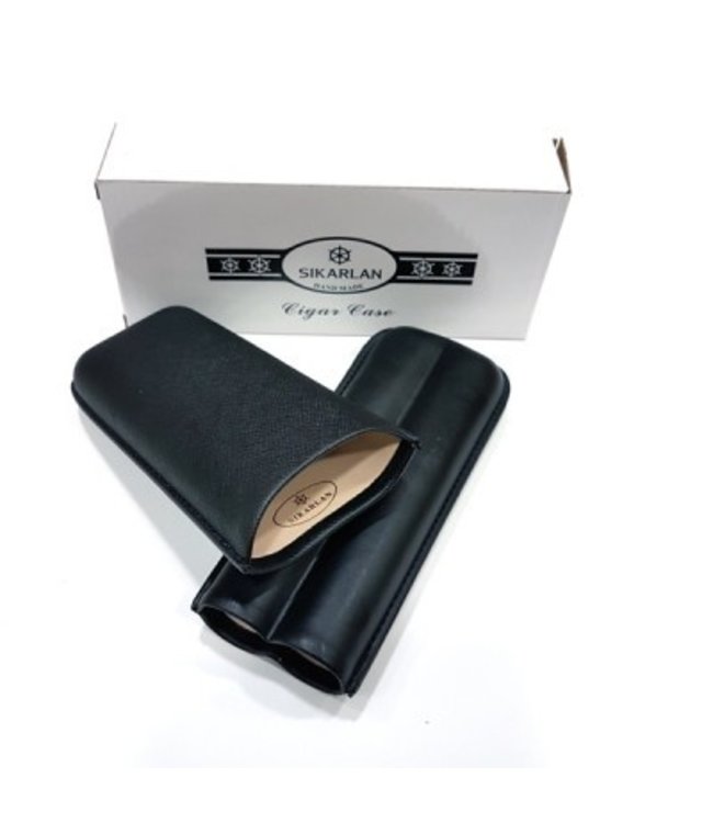 Rinder Leder Zigarrenetui Tortuna schwarz