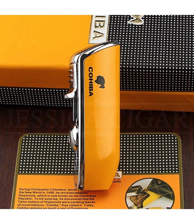 Zigarrenfeuerzeug  Cohiba inklusiv Bohrer in Gelb