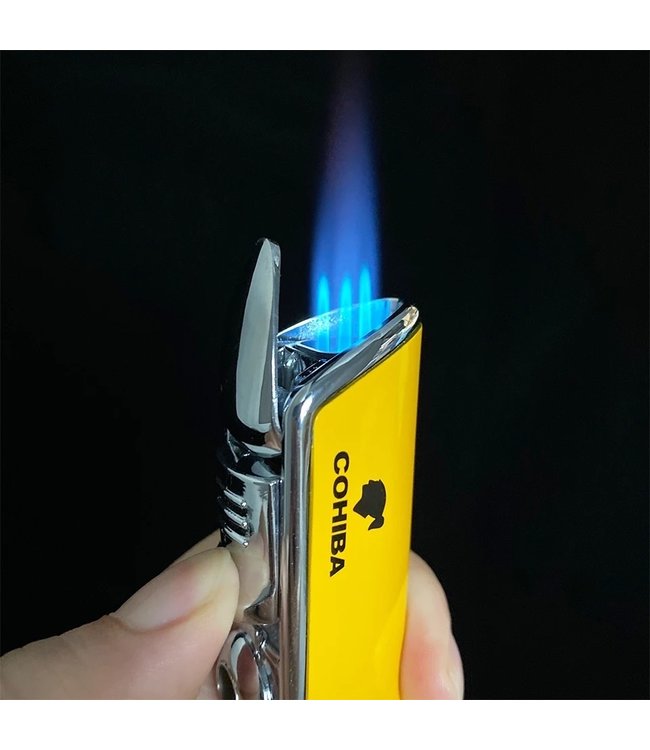 Cohiba Zigarrenfeuerzeug und Zigarrenschneider  Set in gelb