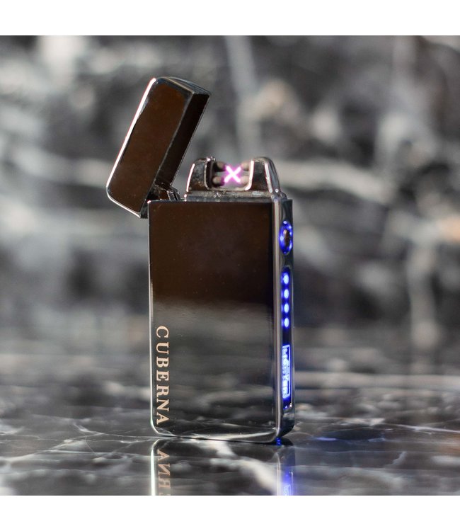 Cuberna Elektrische Lichtbogen USB Feuerzeug mit Batterieanzeige Silber