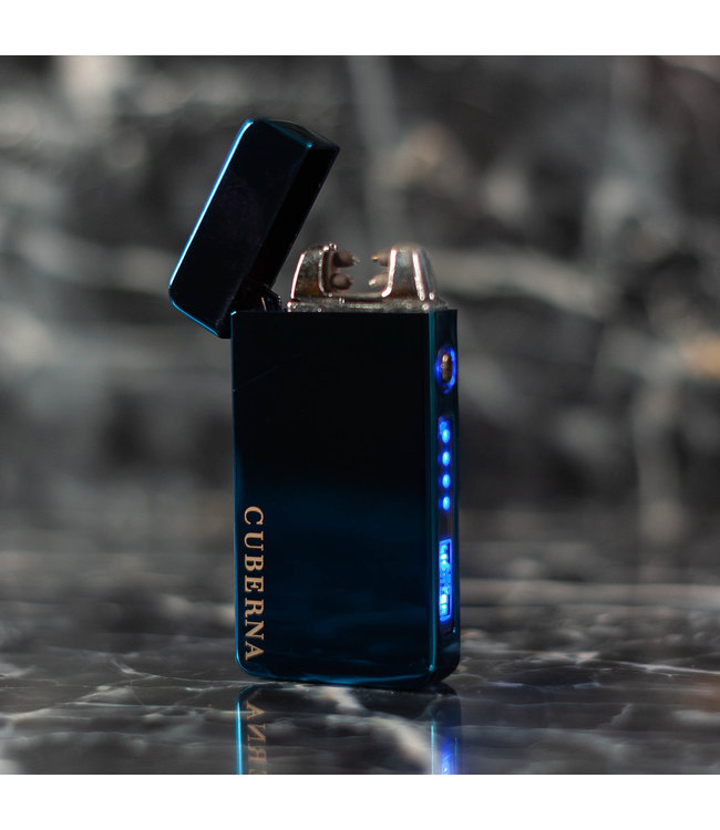 Cuberna Elektrische Lichtbogen USB Feuerzeug mit Batterieanzeige Blau