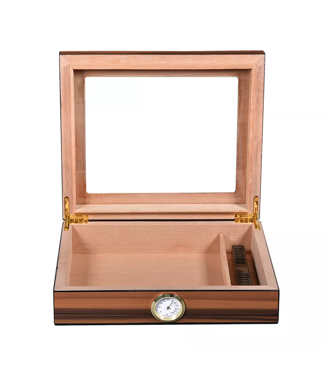 Humidor LUX Walnuss - Zigarrenkiste mit Glasfenster - Für Zigarren