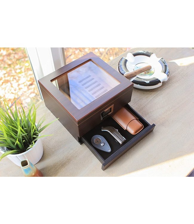 Humidor Modena - Mit Schublade und digitalem Hygrometer - Zigarrenkiste für 50 Zigarren