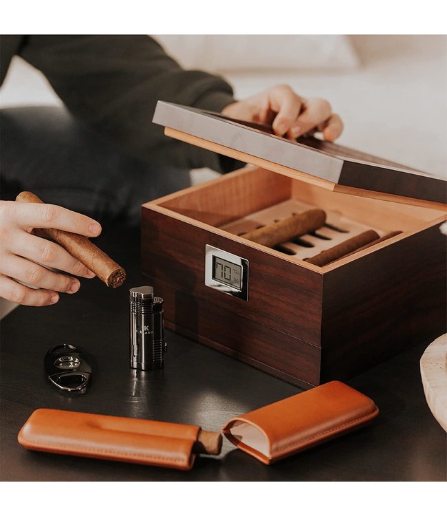 Humidor Modena - Mit Schublade und digitalem Hygrometer - Zigarrenkiste für 50 Zigarren