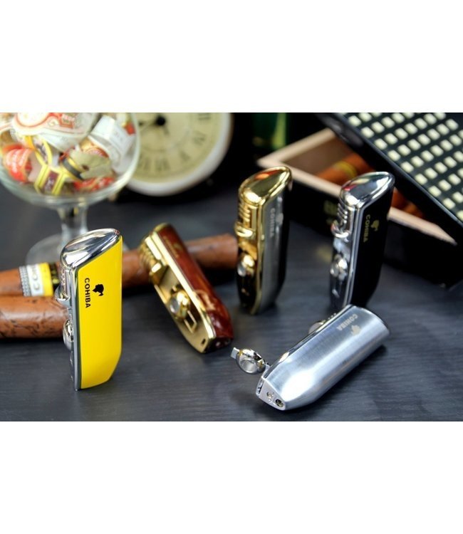 Zigarrenfeuerzeug Cohiba inklusive Bohrer in rot mit Luxus-Geschenkbox - Jet Flame Feuerzeug für Zigarren