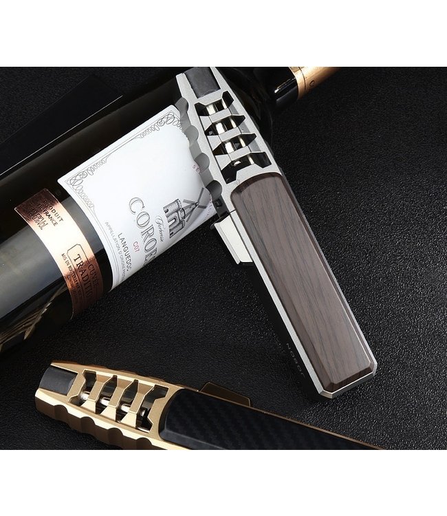 Turbo Jetflame Feuerzeug - Gasbrenner - Feuerwerksfackel - Crème Brûlée Brenner - Grill- und Zigarrenanzünder - Winddicht - Carbon mit Gold Metallic Gehäuse